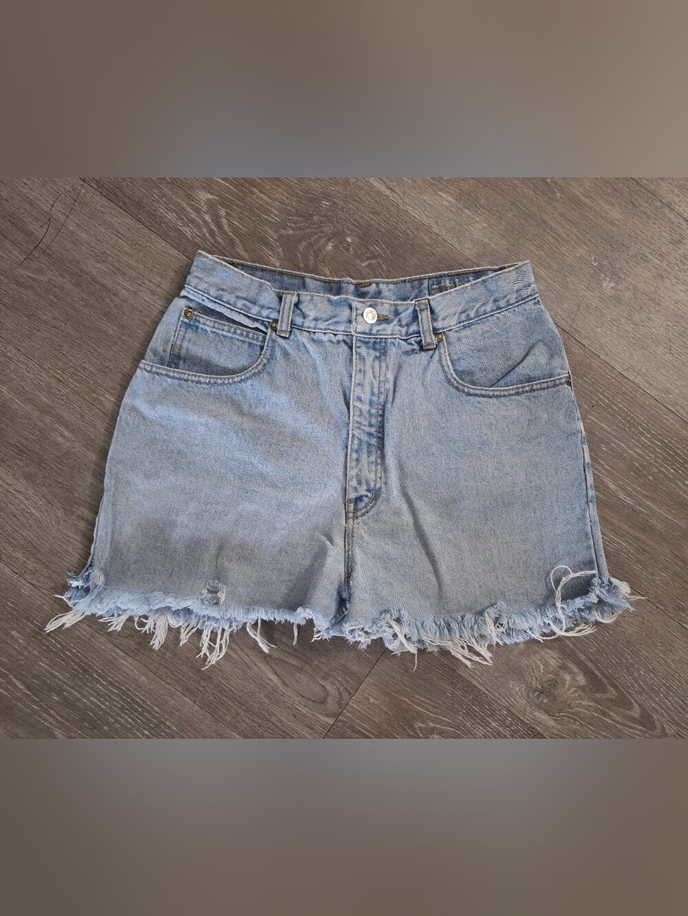 Lawman High-Rise Light Blue Frayed Hem Denim Shorts